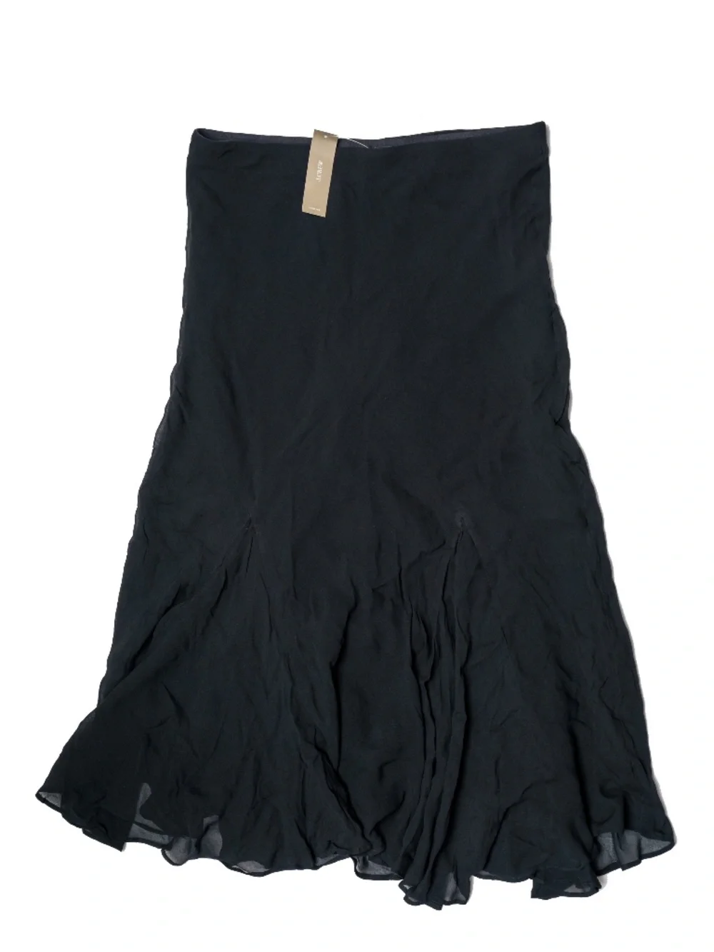 J.Crew Gwyneth Flounce-Hem Slip Skirt Black size TS Tall Small